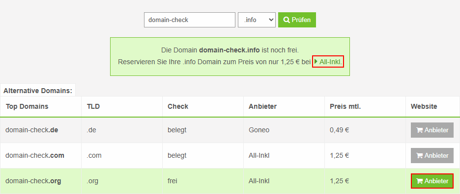 Domain Check: Freie Domains registrieren